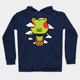 Frog hot air balloon with clouds Hoodie